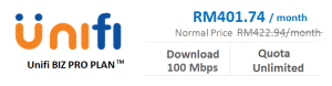 Unifi Biz Pro Plan 100Mbps